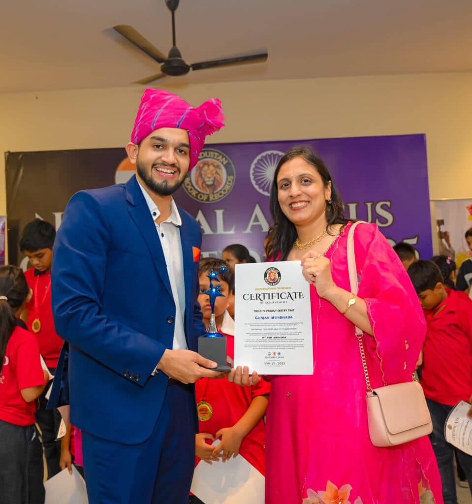 Gunjan Mundhada receiving an award